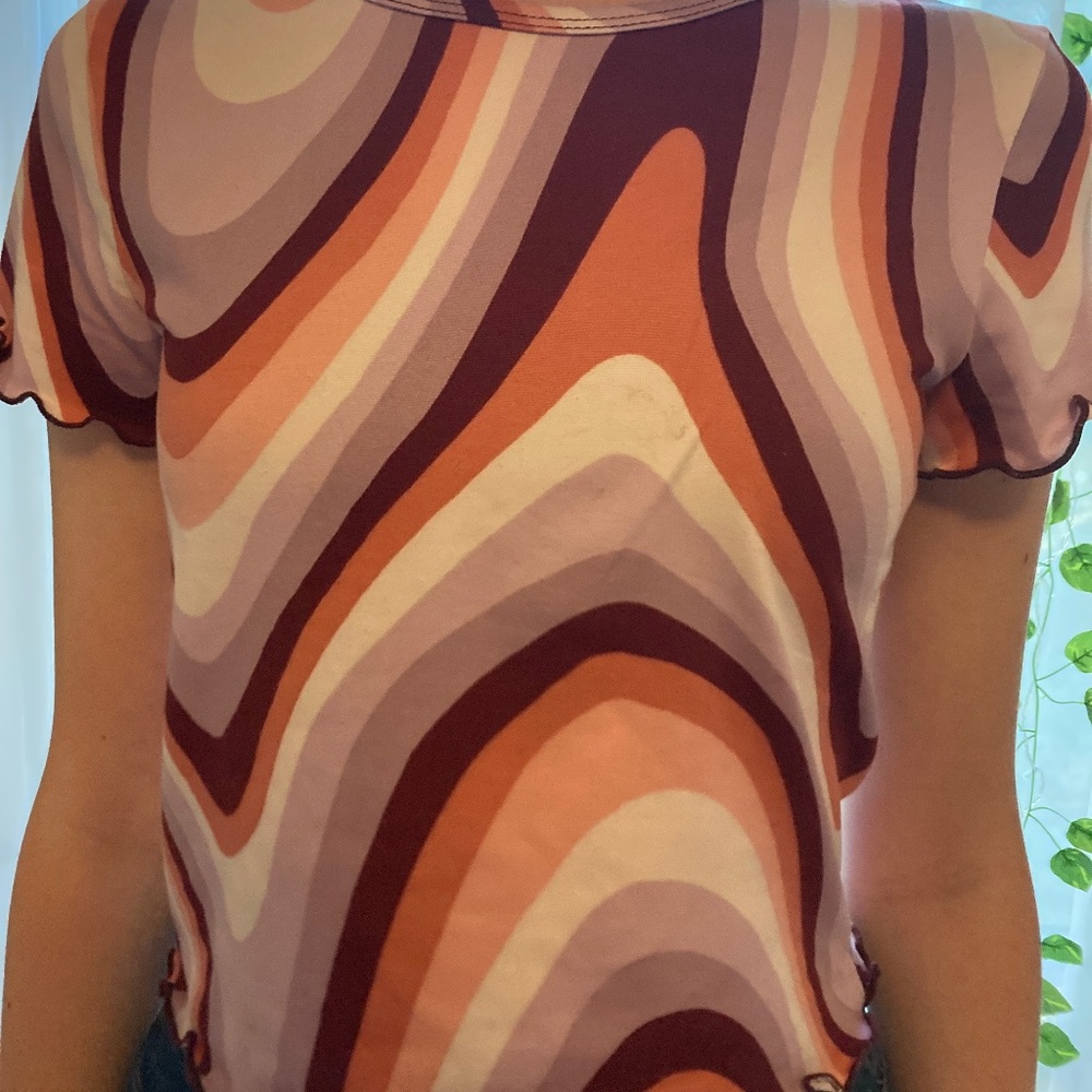 Purple, pink, and lavender marbled tee shirt